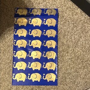 Blue and Gold Elephant Patterned 6x9 set of 20 Poly Bags